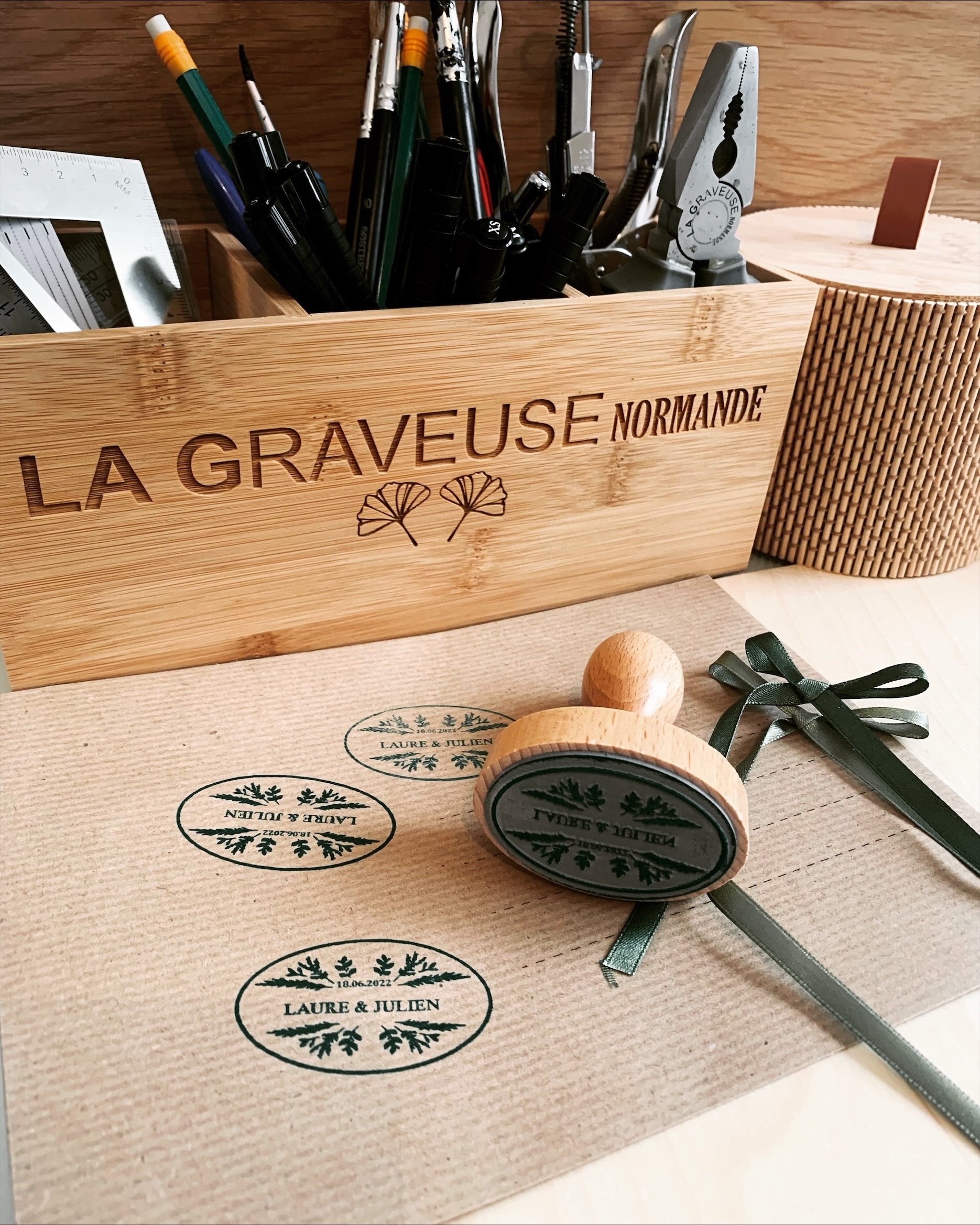 tampon en bois mariage