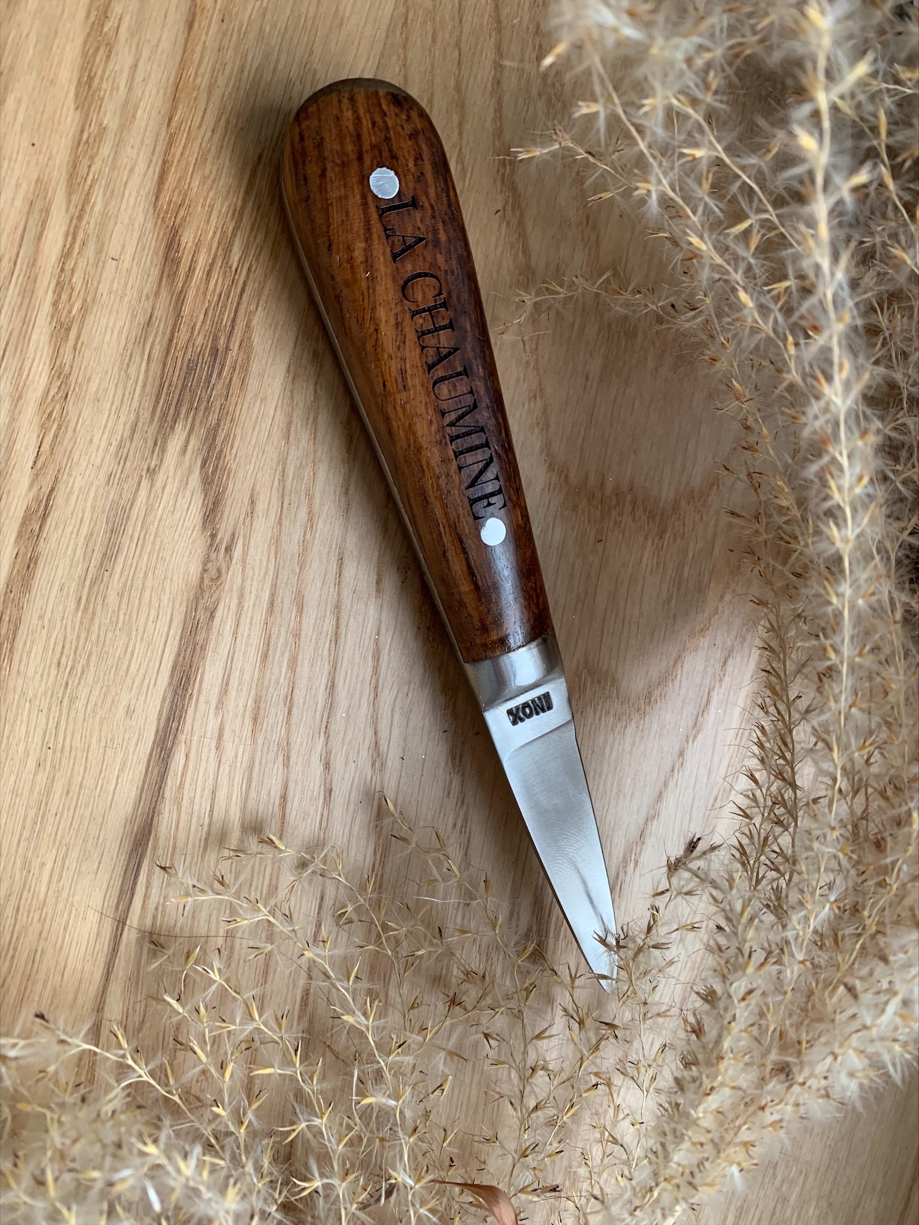 couteaux à huitre inox manche en bois personnalisé – Image 3