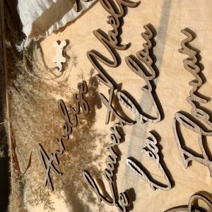 Marque place en bois, marque-place plexi